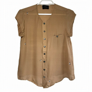 RACHEL Comey Button Front Silk Shirt Size 6